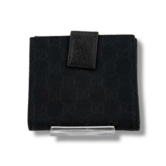 Gucci Compact Wallet Bifold Wallet Black GG Canvas GG Pattern - Picture 3 of 14